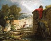 休伯特 罗伯特 : A Scene in the Grounds of the Villa Farnese Rome